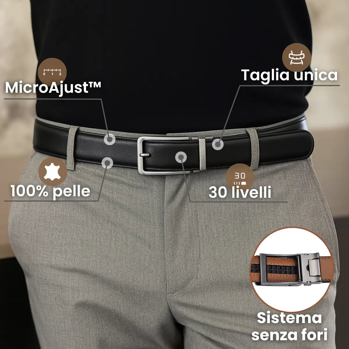 Cintura senza fori MicroAjust™